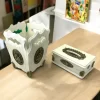 طقم سلة مهملات مع علبة مناديل خشبية بتصميم كلاسيكي فاخر. يتميز الطقم بتفاصيل زخرفية ذهبية تضفي لمسة من الفخامة والرقي على أي مكان يتم وضعهما فيه.