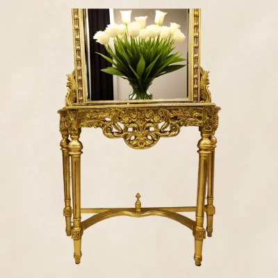 كونسول كلاسيكى مع مرآة ذهبى موديل 025492 كونسول كلاسيكى مع مرآة ذهبى مكبرة موديل 025492 1.webp