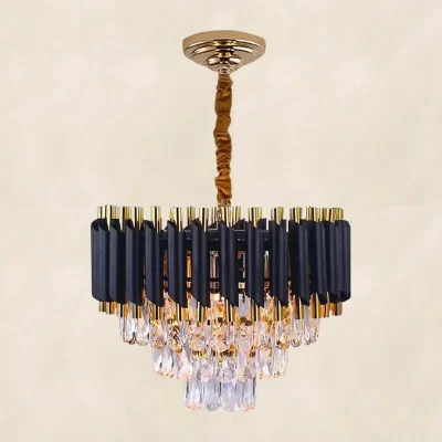 نجفة كريستال بإطار أنبوبى قطر 50 سم موديل 024836 نجفة كريستال بإطارمن القضبان الذهبية موديل 024836 1.webp