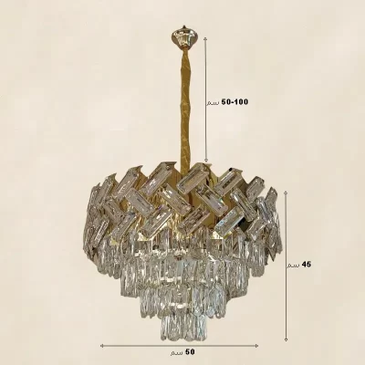 نجفة كريستال مستطيل بإطار من الكريستال قطر 50 سم موديل 026916 أبعاد 1.webp