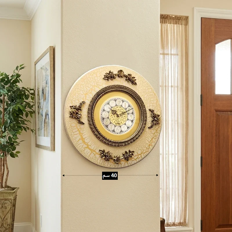 ساعة حائط خشبية دائرية قطر 40 سم موديل 027789 ساعة الحائط الدائرية وتتضمن قياس قطر الساعة = 40 سم