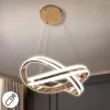 نجفة ليد ذهبية مودرن مع ريموت تحكم وإضاءة ثلاثية الألوان، تصميم حلزوني معلق، إضاءة داخلية