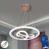 نجفة ليد عصرية بتصميم حلقي دائري فاخر، تحكم ذكي، لون ذهبي وكريستال، مثالية لغرفة المعيشة