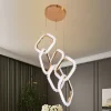 معلقة ليد بتصميم مربعات متداخلة ثلاثية الإضاءة ذهبية بإطار كريستالي مع خاصية التحكم في شدة الإضاءة (التعتيم).