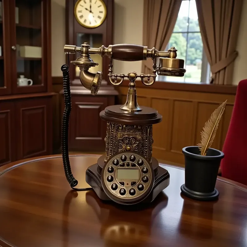 إخوان سرور الإضاءة الحديثة والديكور هاتف أرضي ريترو نحاسي فاخر بخاصية الأزرار، ديكور مكتبي كلاسيكي.