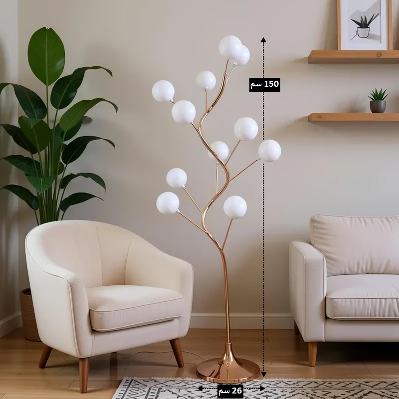 أبعاد لمبادير الشجرة الذهبي ارتفاع 150 سم وقاعدة 26 سم