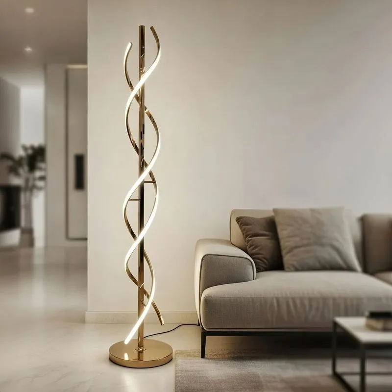 لمبادير ذهبي حلزوني مودرن إضاءة ليد لغرفة المعيشة