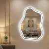 مرآة حائط ذكية ذات تصميم انسيابي بإضاءة ليد بيضاء لغرفة المعيشة