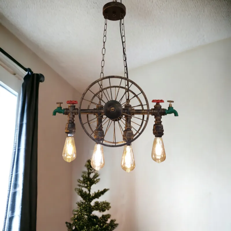 نجفة فيرفورجيه على شكل عجلة وأنابيب مياه موديل 19609 داخل غرفة جلوس