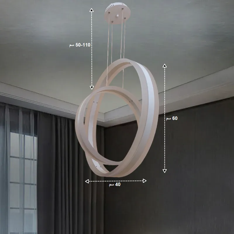 نجفة ليد حلقات متداخلة موديل 024962 أبعاد