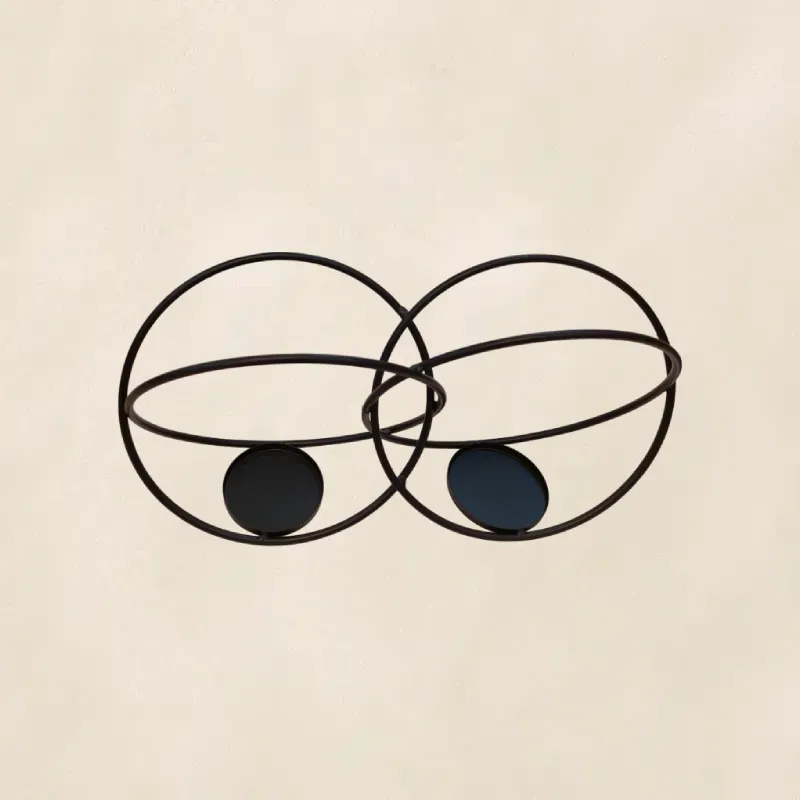 شمعدان زجاجى مزدوج داخل حامل دائرى موديل 025817 بدون كاسات 1.webp