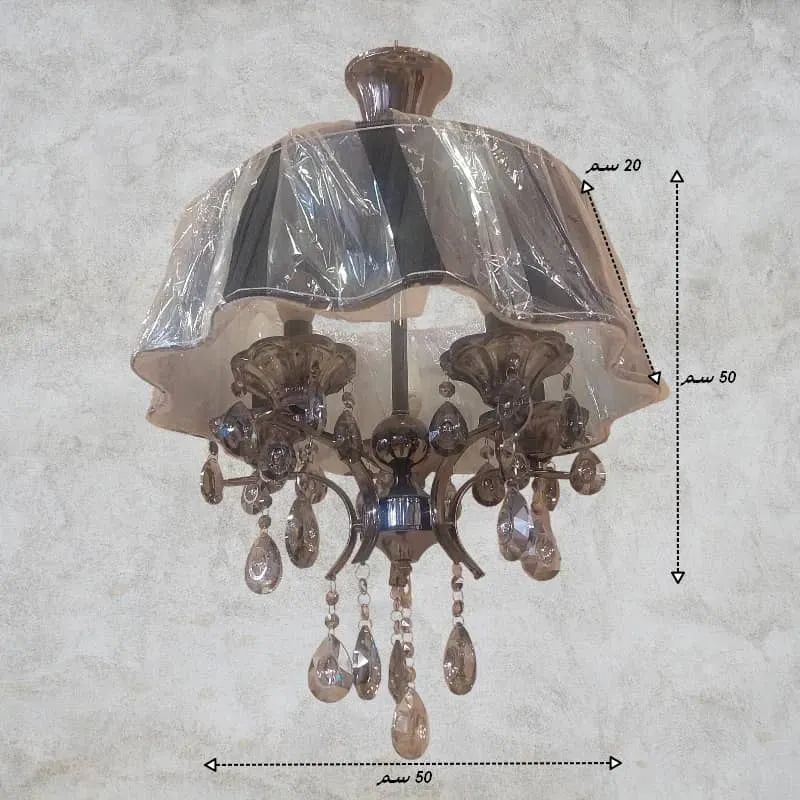نجفة بالكريستال على شكل أباجورة موديل 010575 أبعاد