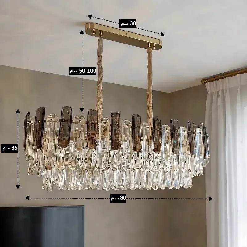 نجفة كريستال بإطار كريستال فيميه قطر 80 سم موديل 026576 أبعاد 1.webp