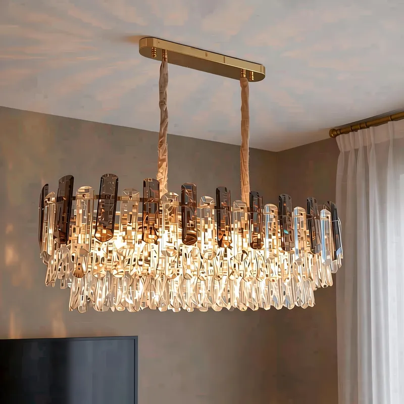 نجفة كريستال بإطار كريستال فيميه قطر 80 سم موديل 026576 داخل غرفة 1.webp