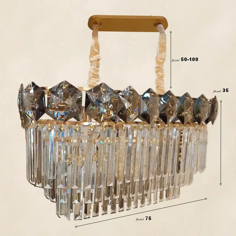 نجفة كريستال بإطار من الكريستال السداسى موديل 28176 أبعاد 1.webp