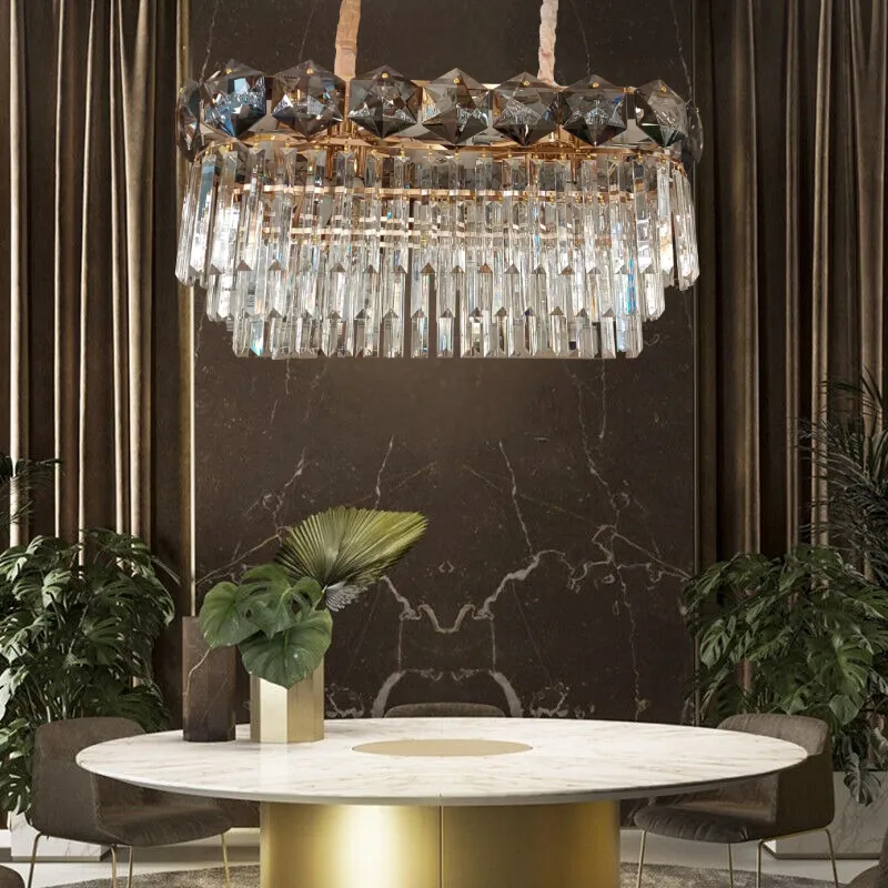 نجفة كريستال بإطار من الكريستال السداسى موديل 28176 زاوية مختلفة داخل غرفة 1.webp