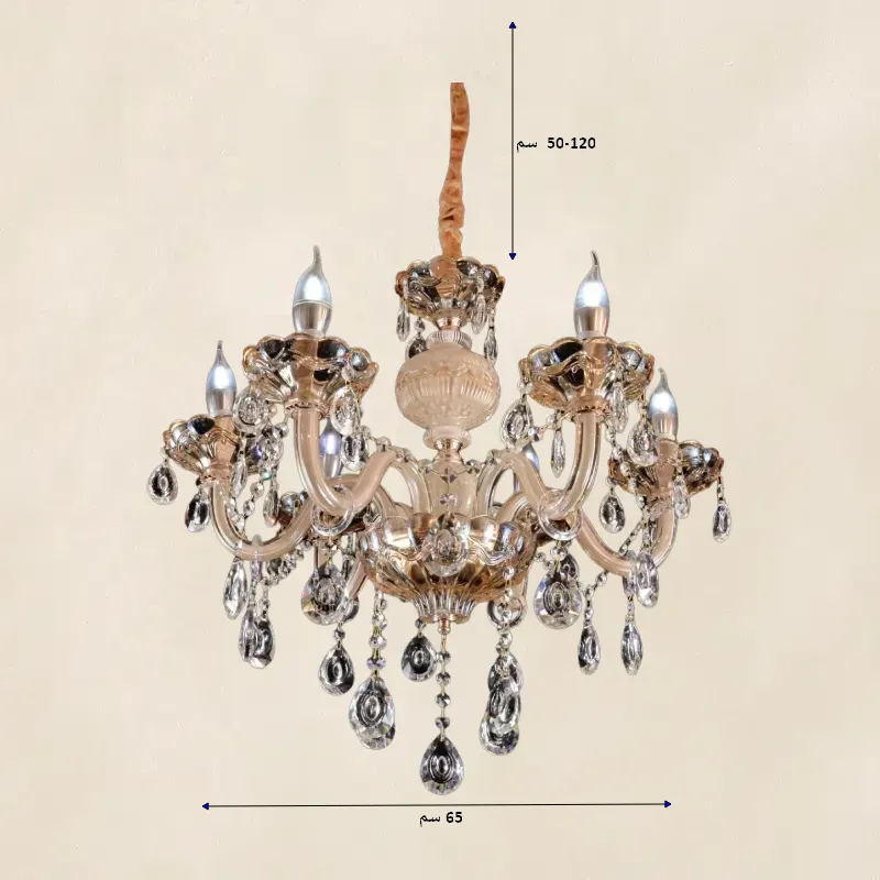 نجفة مورانو 6 ذراع مع كريستال موديل 027950 ابعاد 1.webp
