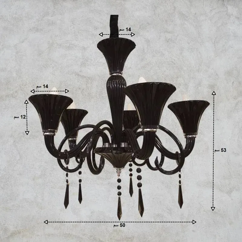 نجفة مورانو بالكريستال 5 ذراع موديل 019196 أبعاد