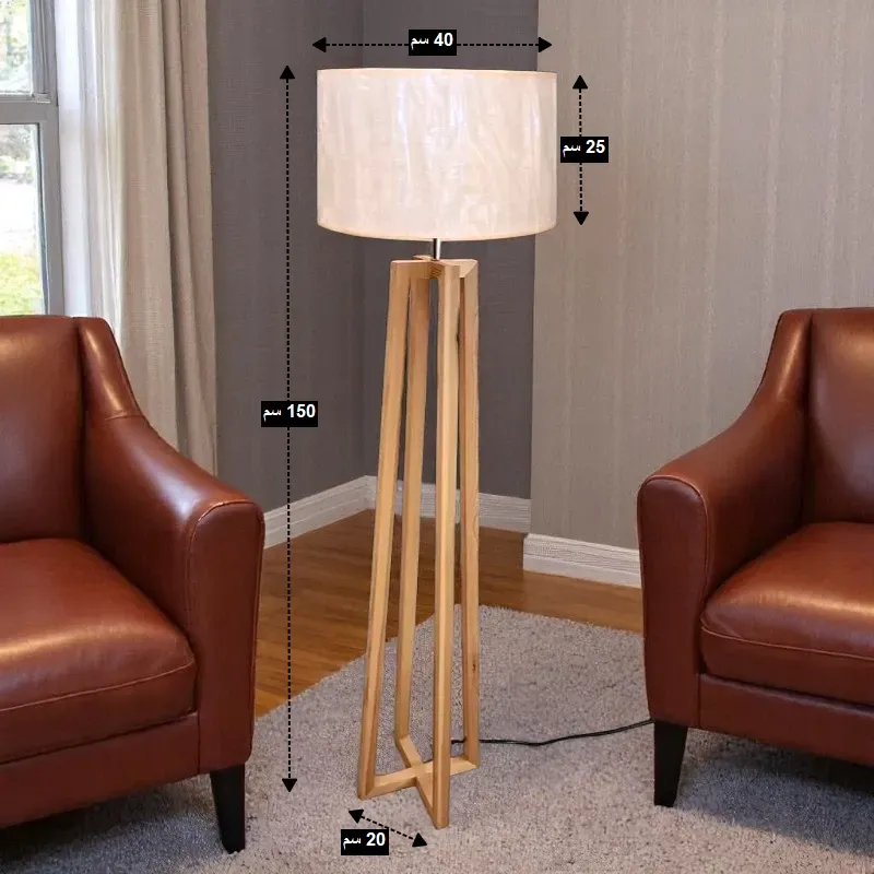 صورة توضيحية لأبعاد اللمبادير القياسية. تتتضمن قياسات عرض القاعدة وارتفاع اللمبادير. كما تتضمن عرض وارتفاع الغطاء. وتتضمن أيضًا تسميات لكل قياس.