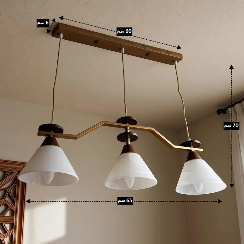 ⁦نجفة مودرن 3 كلوبات باللون النحاسي الفاخر، موديل 013072⁩ - الصورة ⁦2⁩